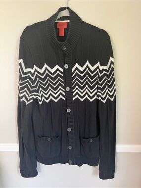 Missoni for Target Black Cardigan with White Chevron Knit